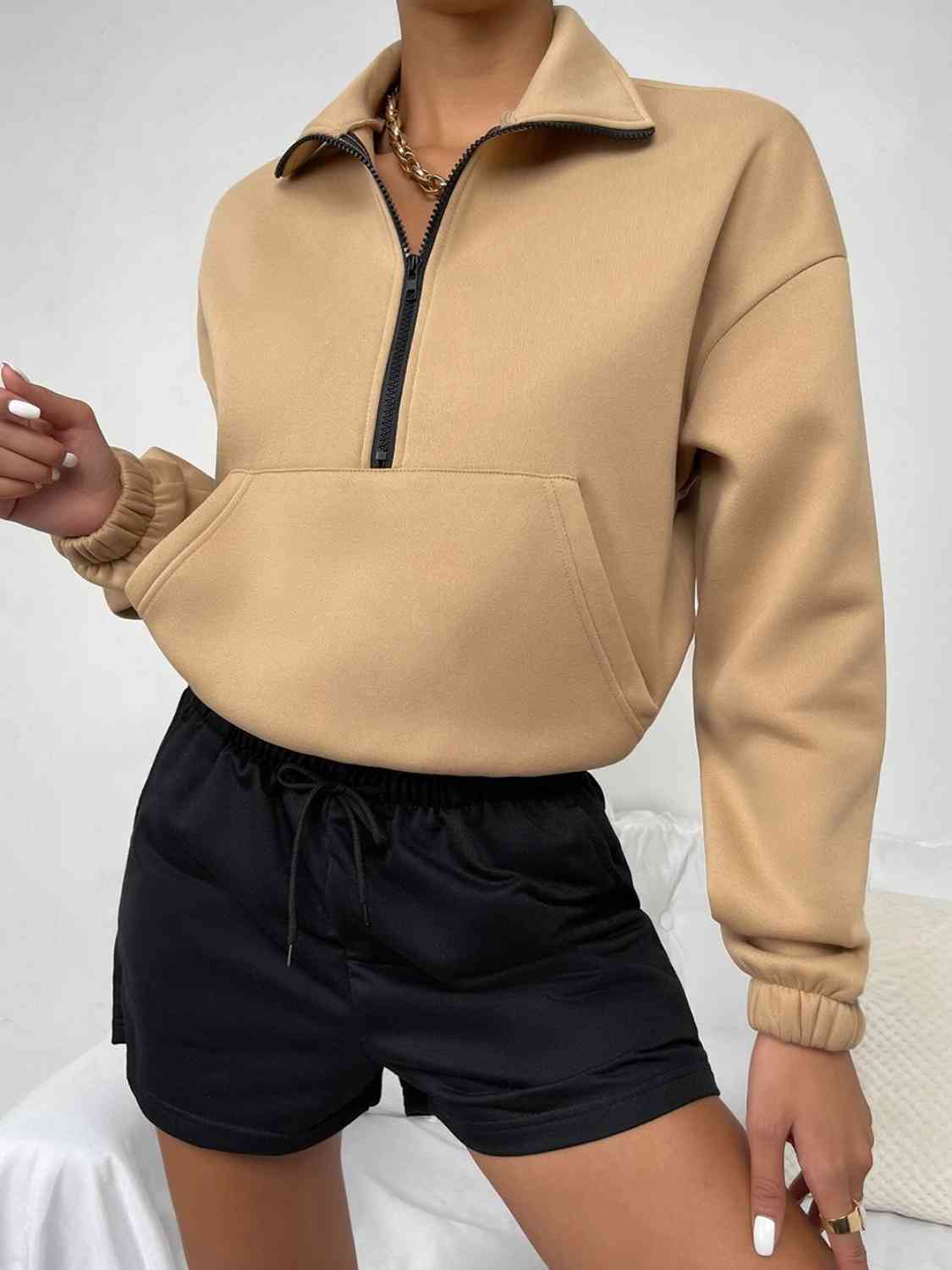Half-Zip Dropped Shoulder Sweatshirt