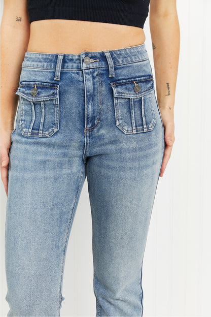 Kancan Noémie Patch Pocket Detail Bootcut Jeans