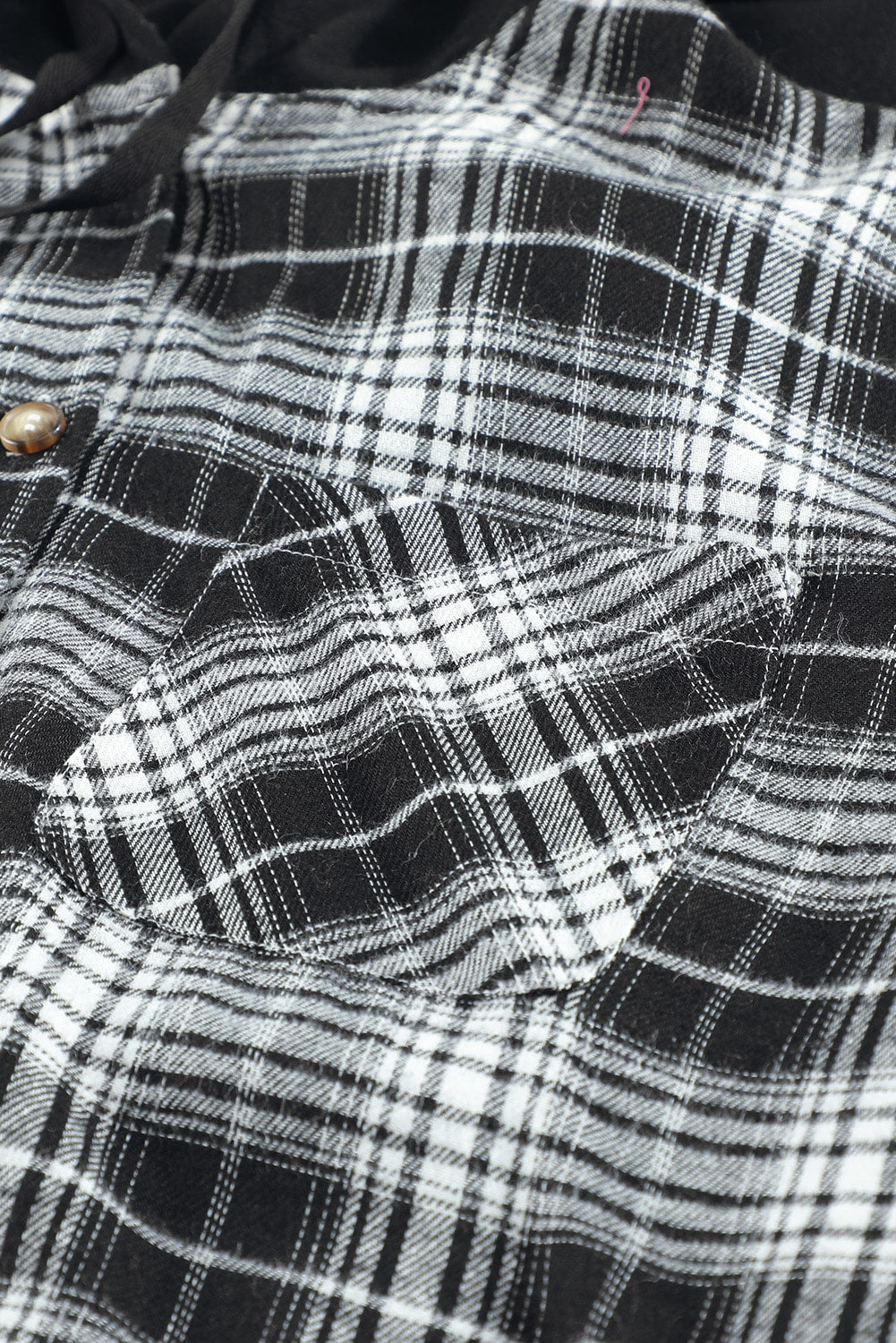 Plaid Drawstring Hooded Shirt Jacket
