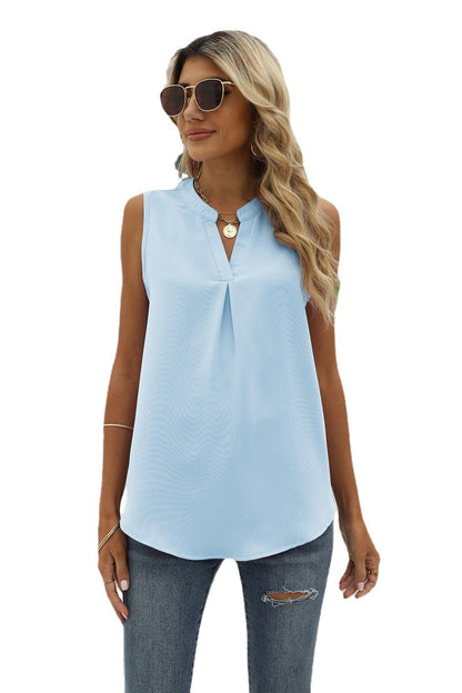 Sleeveless Notched Neck Top
