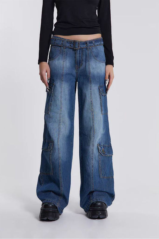 Buttoned Washed Jeans