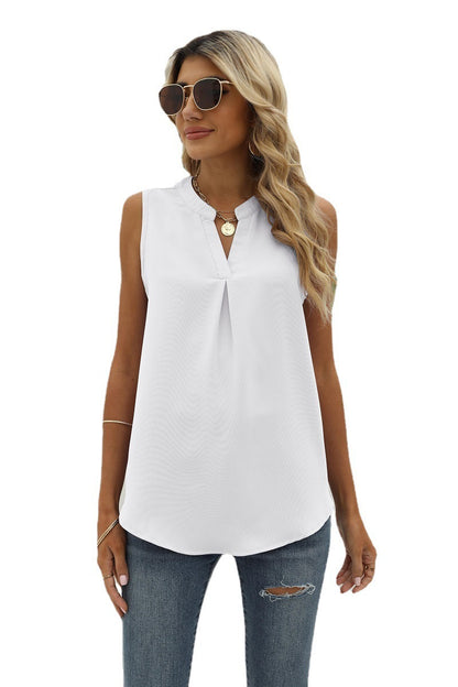 Sleeveless Notched Neck Top