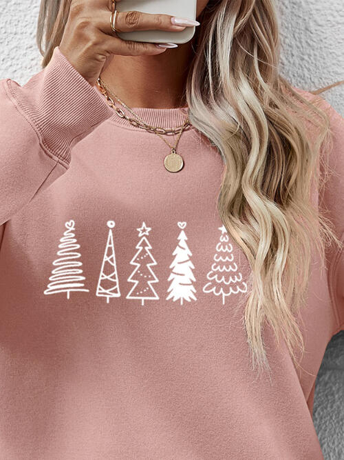 Christmas Tree Graphic Drop Shoulder Sweatshirt