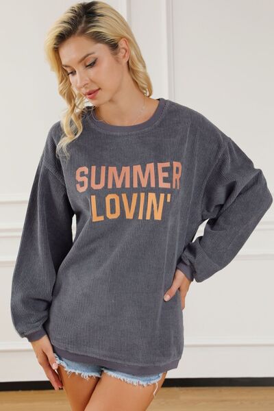 SUMMER LOVIN Graphic Textured Pullover Sweatshirt