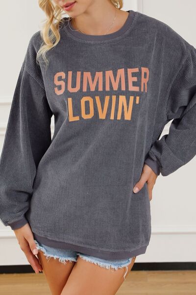 SUMMER LOVIN Graphic Textured Pullover Sweatshirt