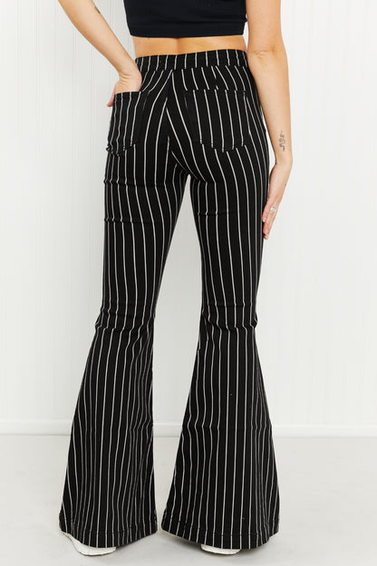 Kancan Blakely Pinstripe High-Rise Super-Flare Jeans
