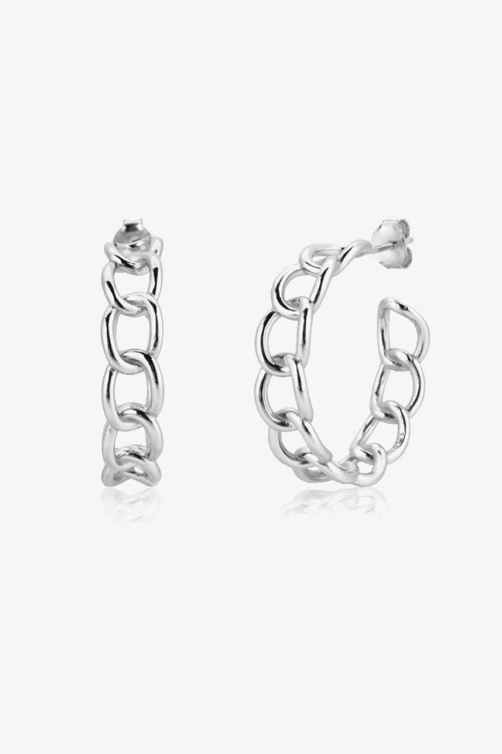 Chain C-Hoop 925 Sterling Silver Earrings