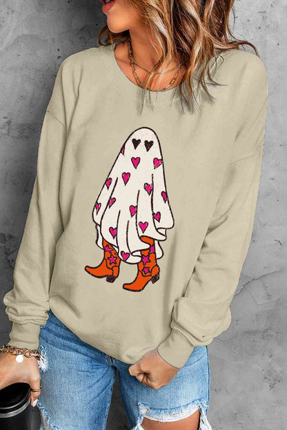 Ghost Graphic Dropped Shoulder Sweatshirt