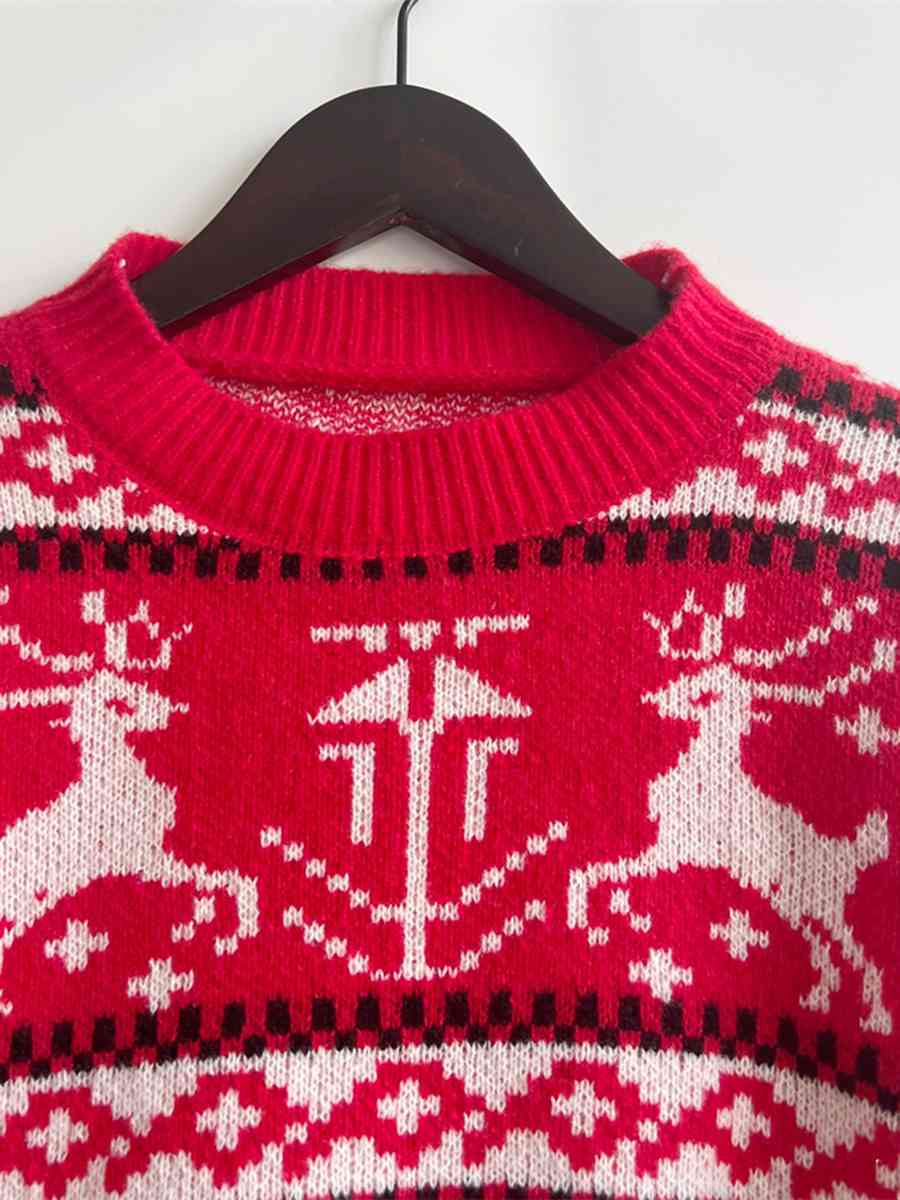 Christmas Element Dropped Shoulder  Sweater