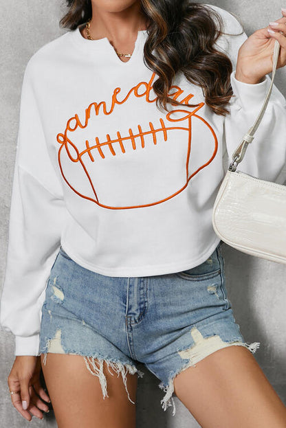 GAME DAY Ball Graphic Notched Sweatshirt