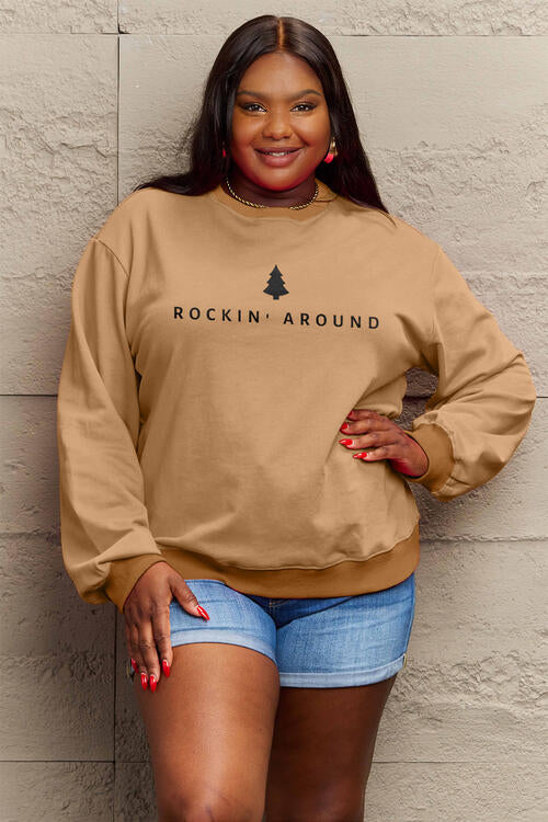 Simply Love Full Size ROCKIN AROUND  Long Sleeve Sweatshirt