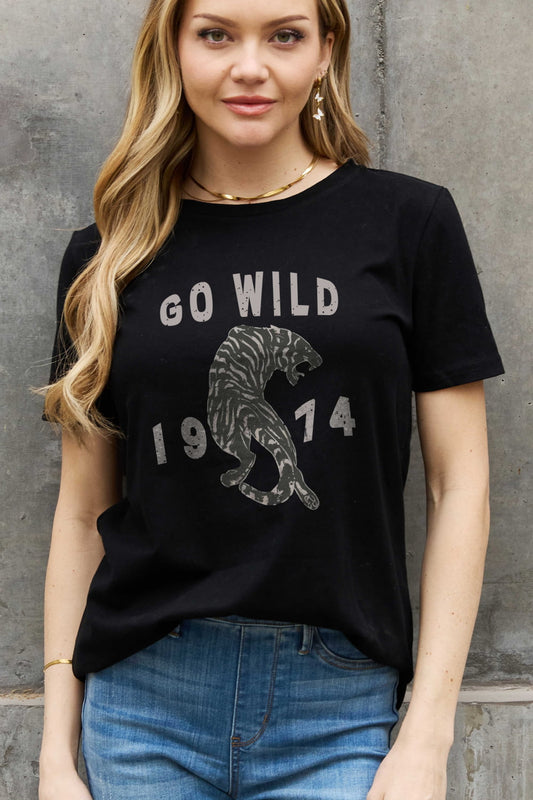 Simply Love Full Size GO WILD 1974 Graphic Cotton Tee