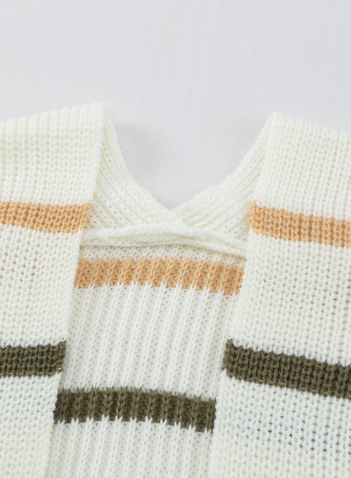 Striped Rib-Knit Open Front Pocketed Cardigan