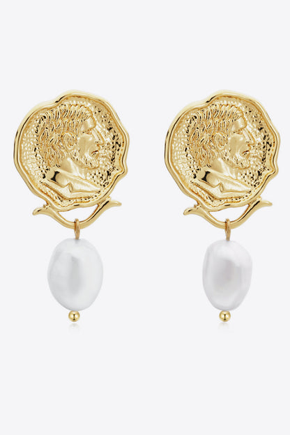Gold-Plated Pearl Drop Earrings