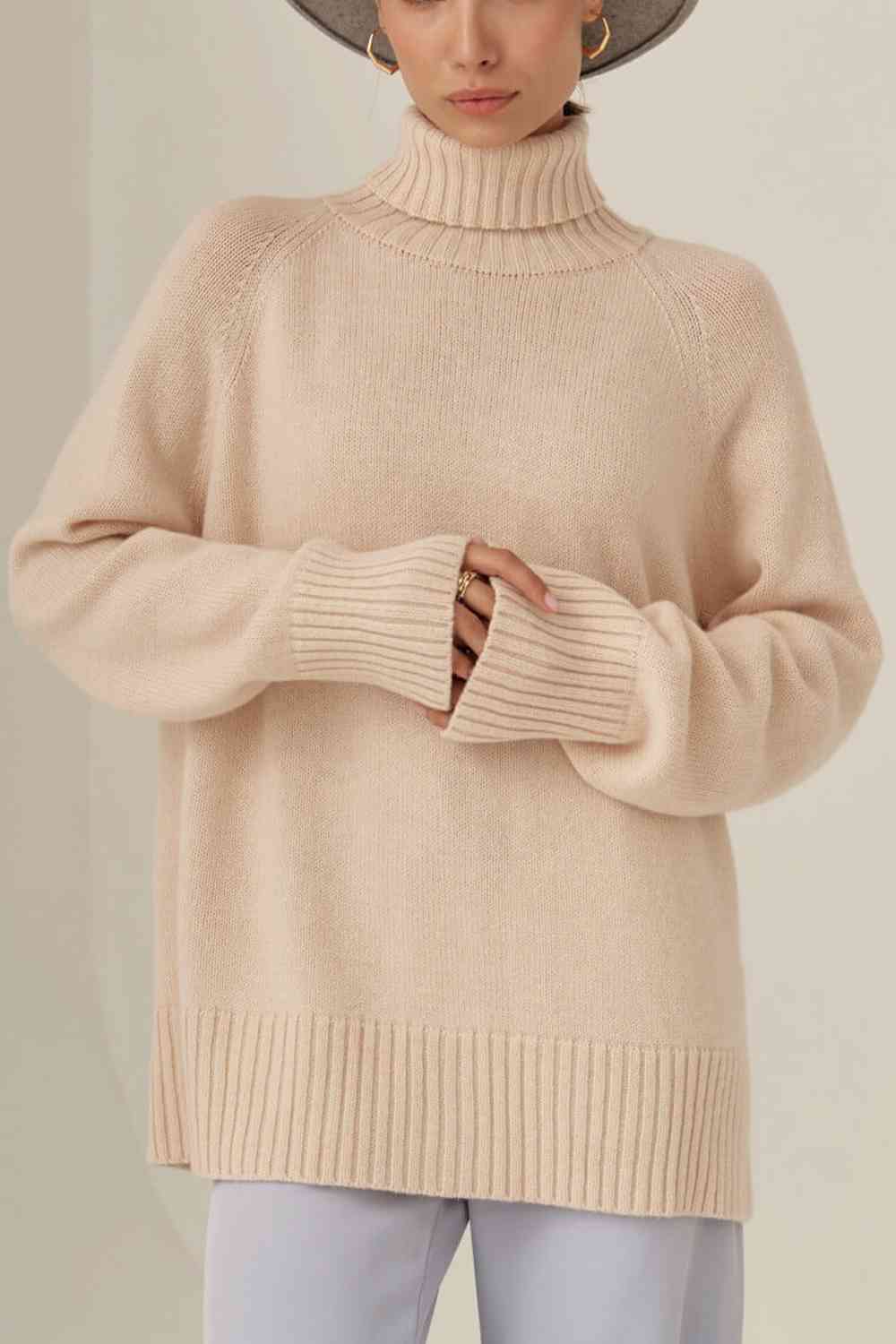 Turtle Neck Raglan Sleeve Sweater