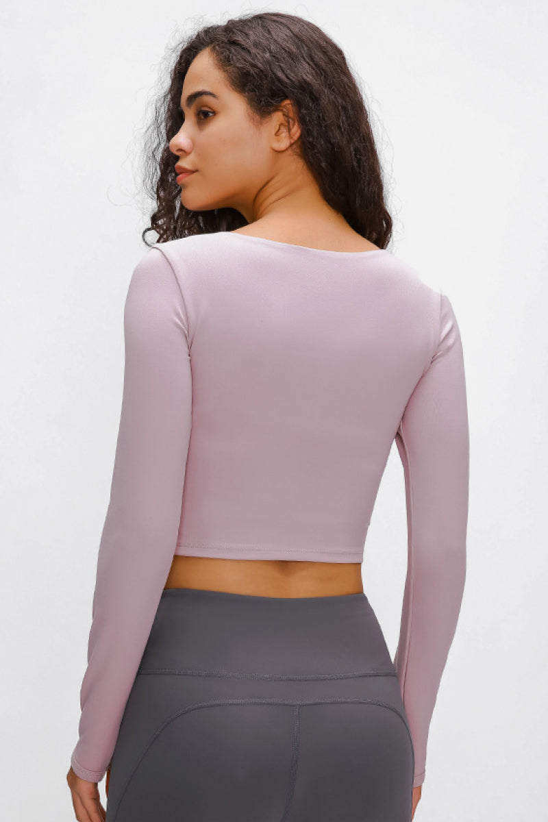 Long Sleeve Cropped Top With Sports Strap