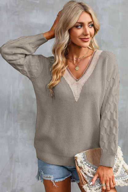 Contrast V-Neck Sweater