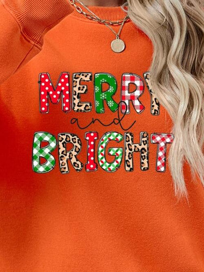 MERRY AND BRIGHT Round Neck Sweatshirt