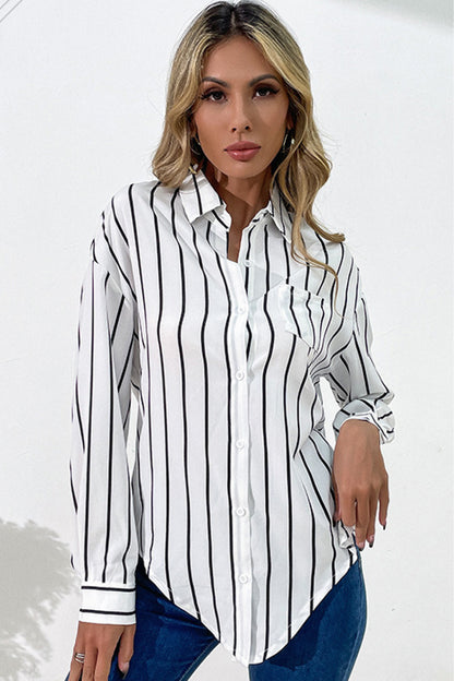 Vertical Stripes Button Down Shirt