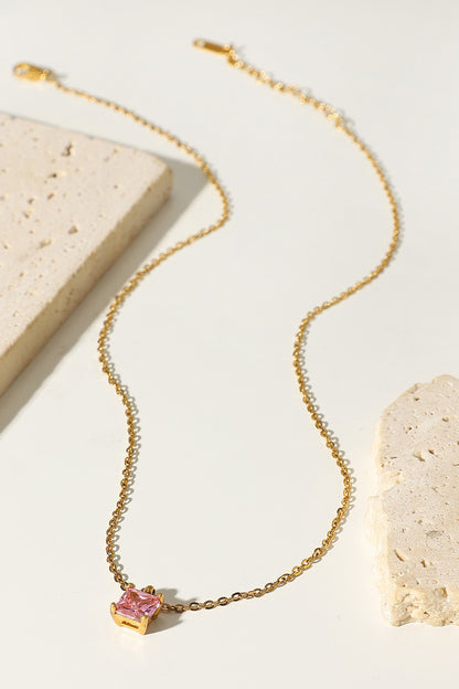 Rhinestone Pendant Gold-Plated Necklace