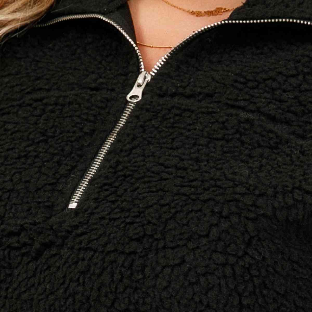 Plus Size Collared Neck Half Zip Sweatshirt