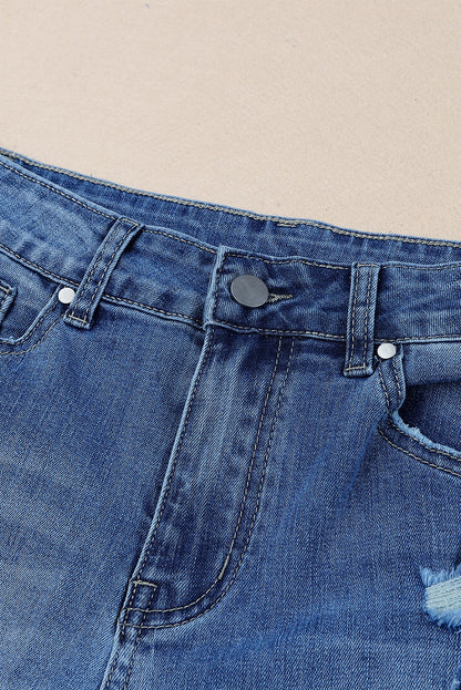 Distressed Frayed Hem Flare Jeans