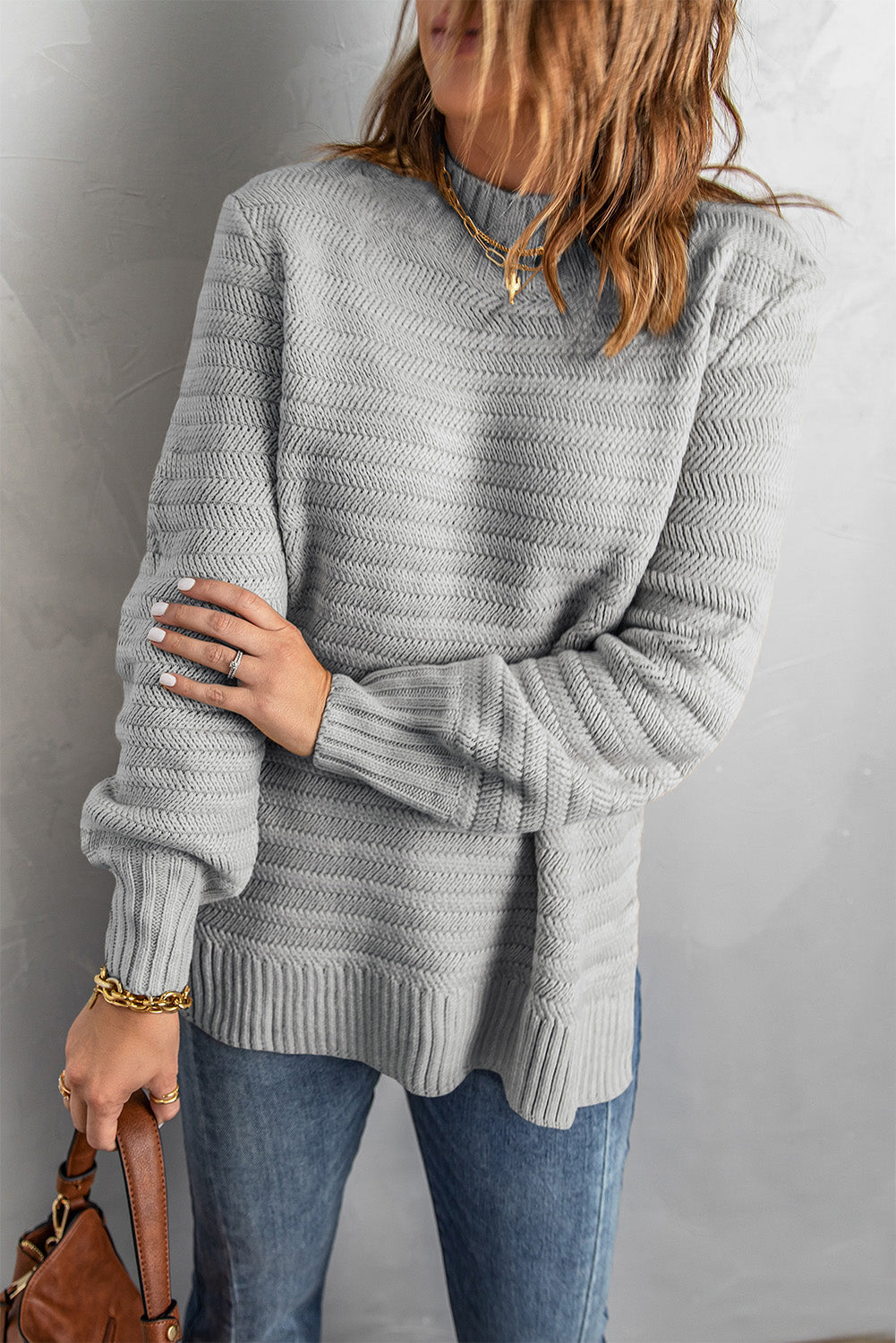Crewneck High-Low Sweater