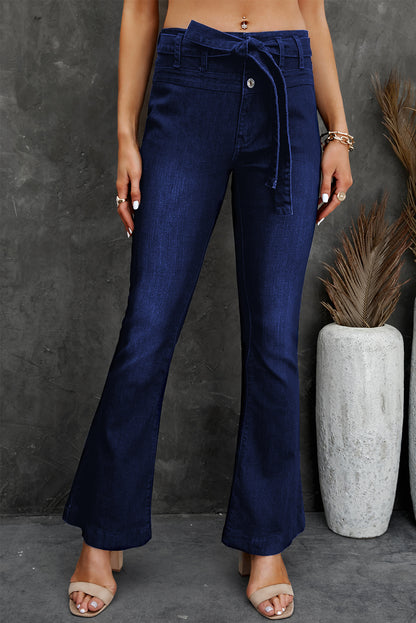 Belted Bell Bottom Jeans