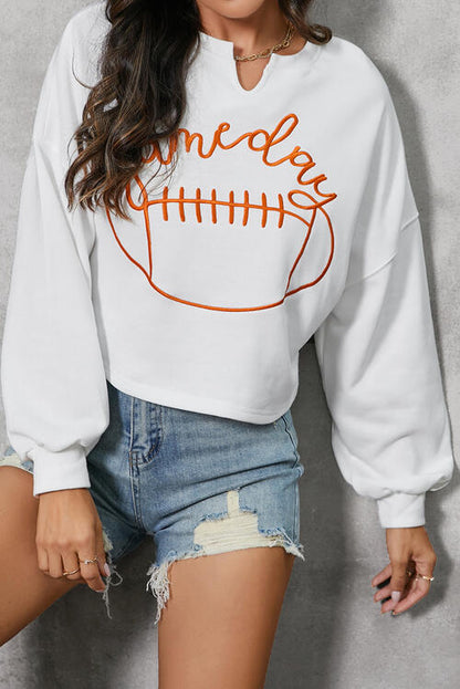GAME DAY Ball Graphic Notched Sweatshirt