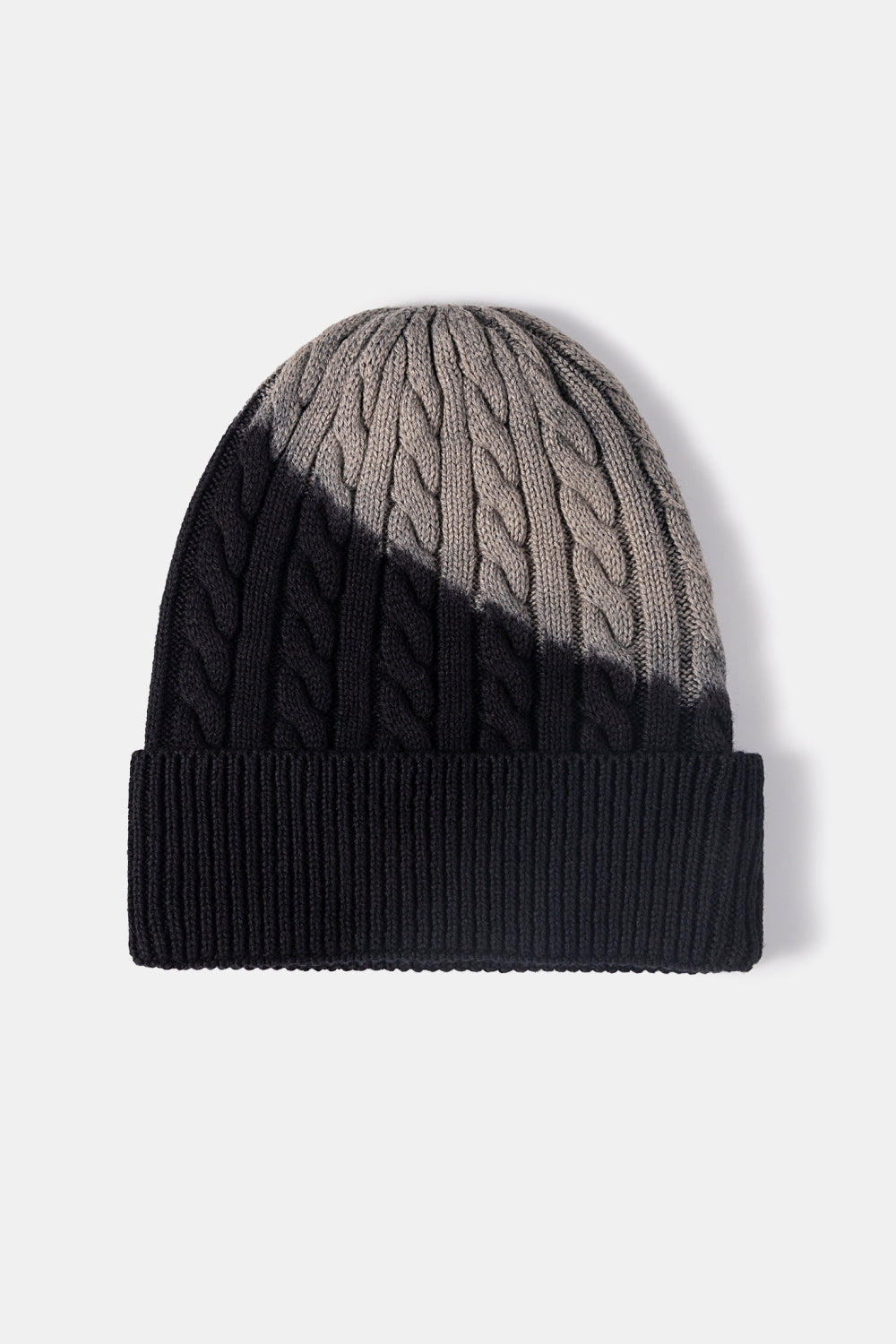 Contrast Tie-Dye Cable-Knit Cuffed Beanie