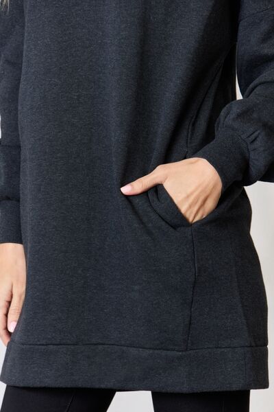 Zenana Oversized Longline Top with Pockets