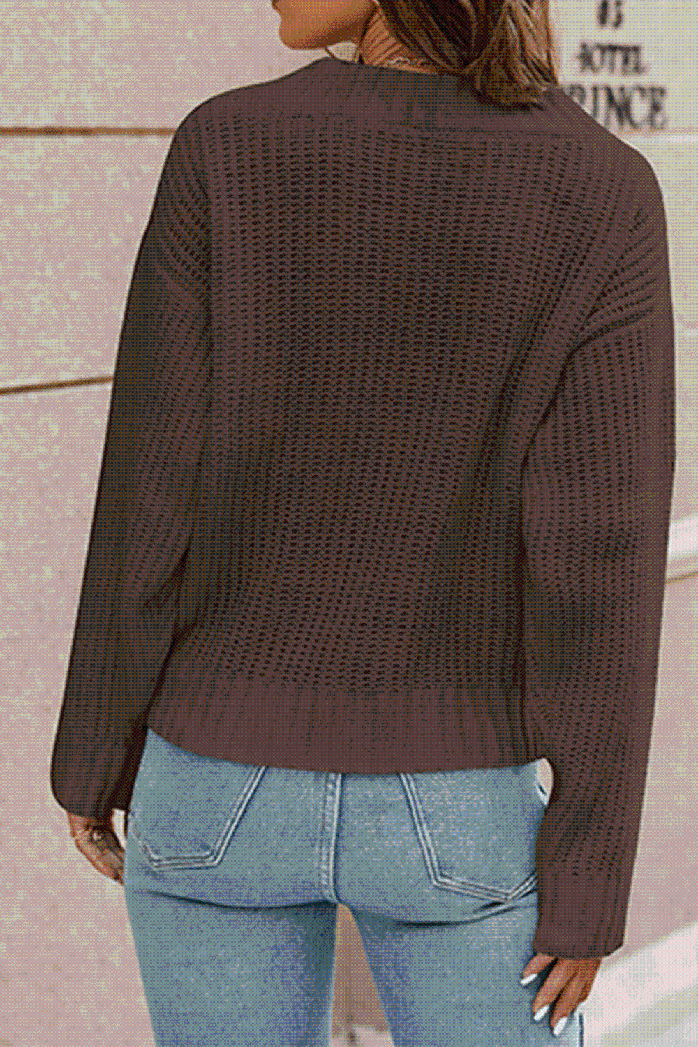 Surplice Neck Long Sleeve Sweater