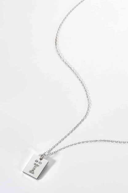 Inlaid Zircon Rectangle Pendant Necklace
